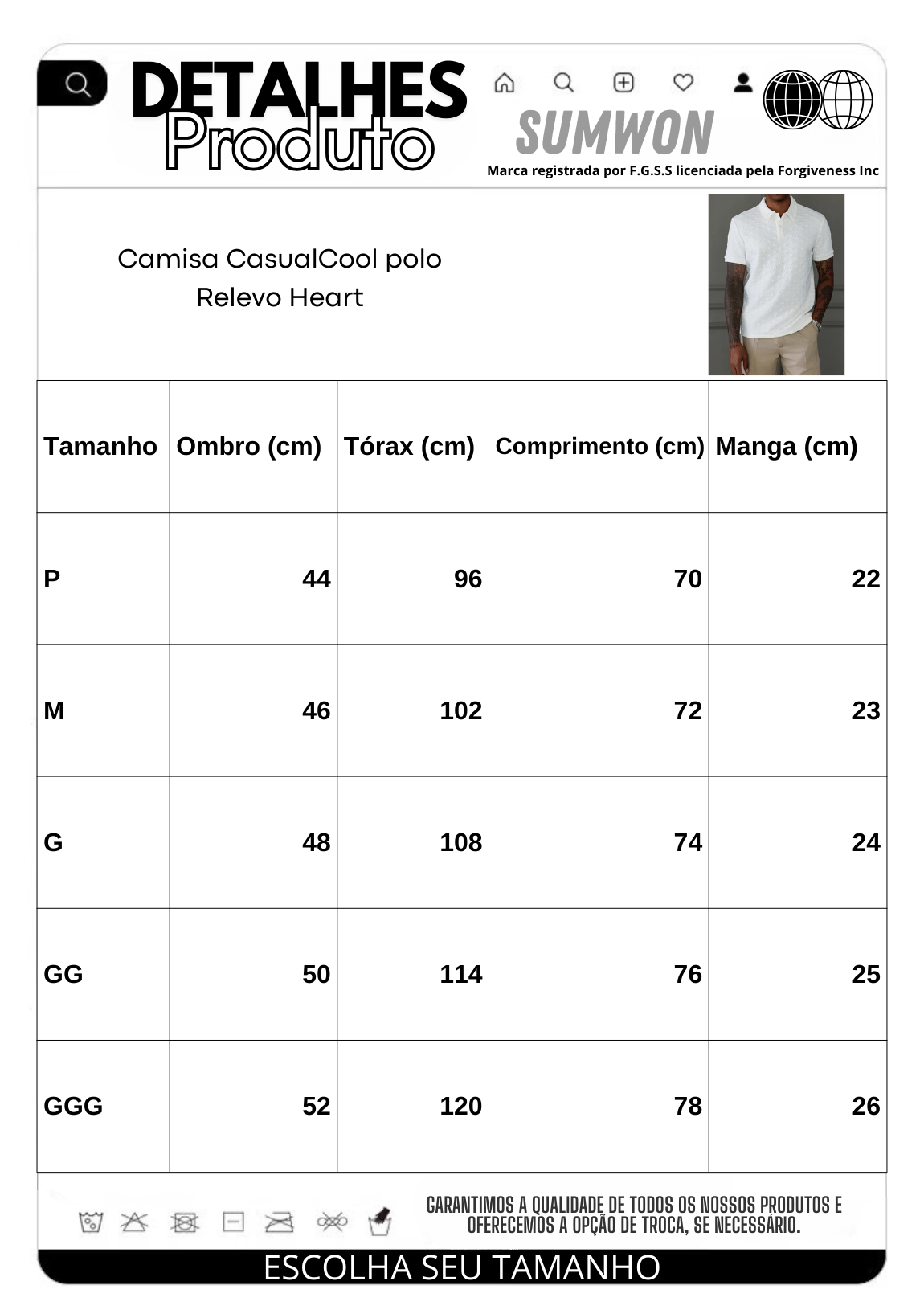 Camisa CasualCool polo Relevo Heart