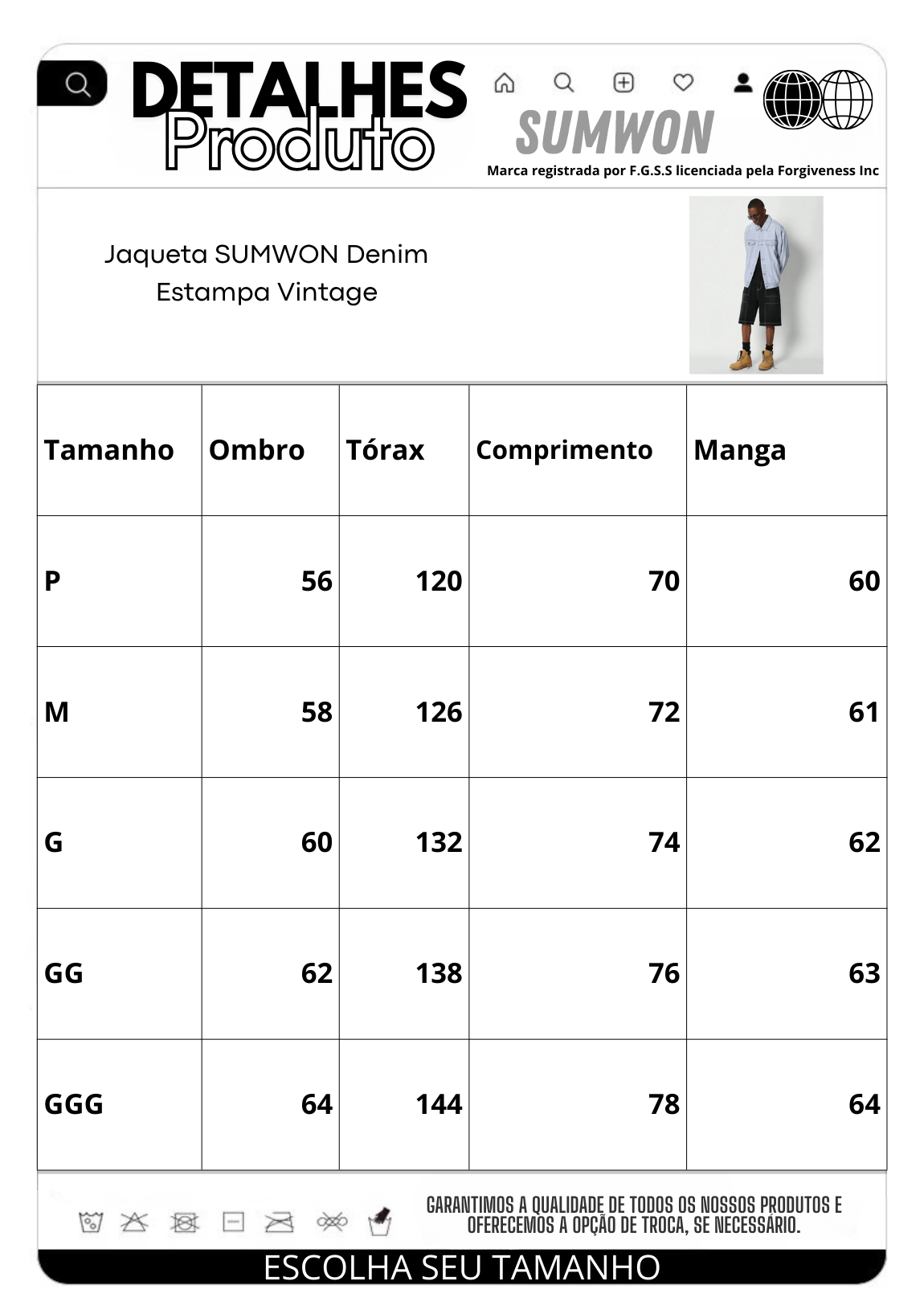 Jaqueta Denim Estampa Vintage