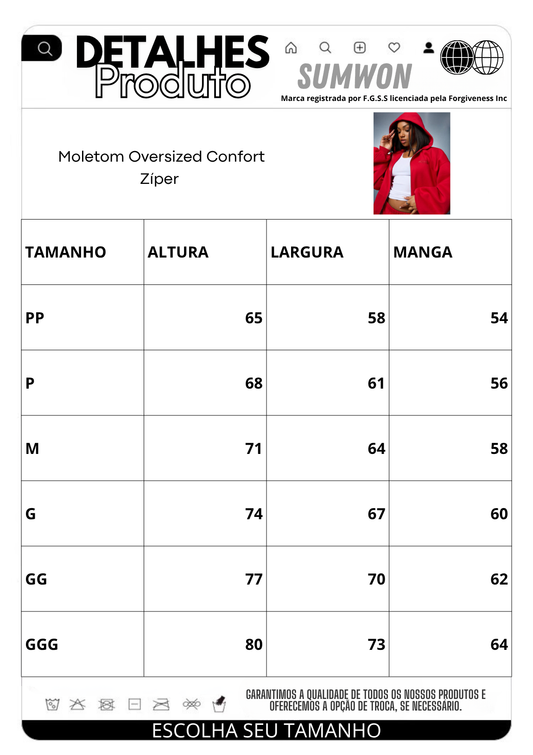 Moletom Oversized Confort Zíper