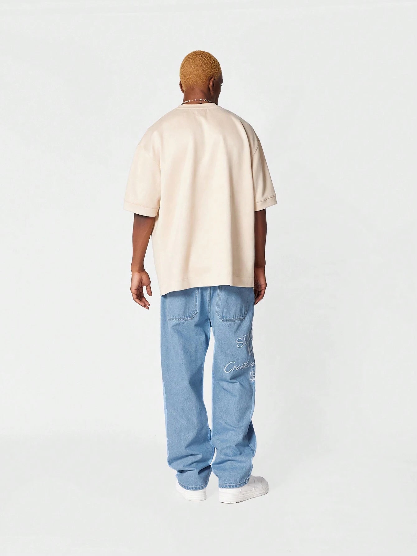 Calça  DROPSTREET Denim reta com bordado