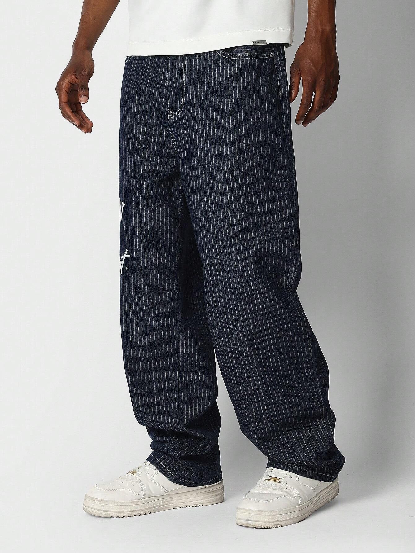 Calça  DROPSTREET Denim reta com bordado