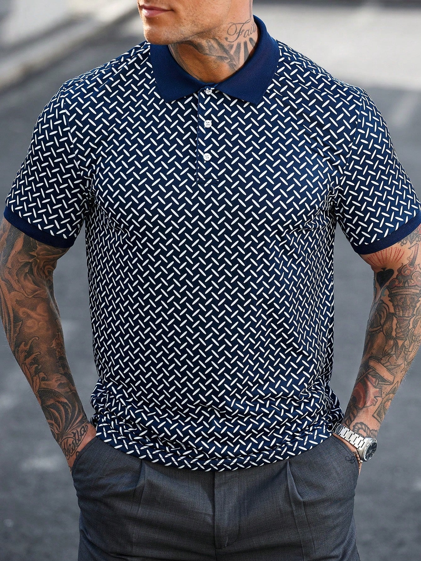 Camisa CasualCool Polo de Manga Curta Detalhada