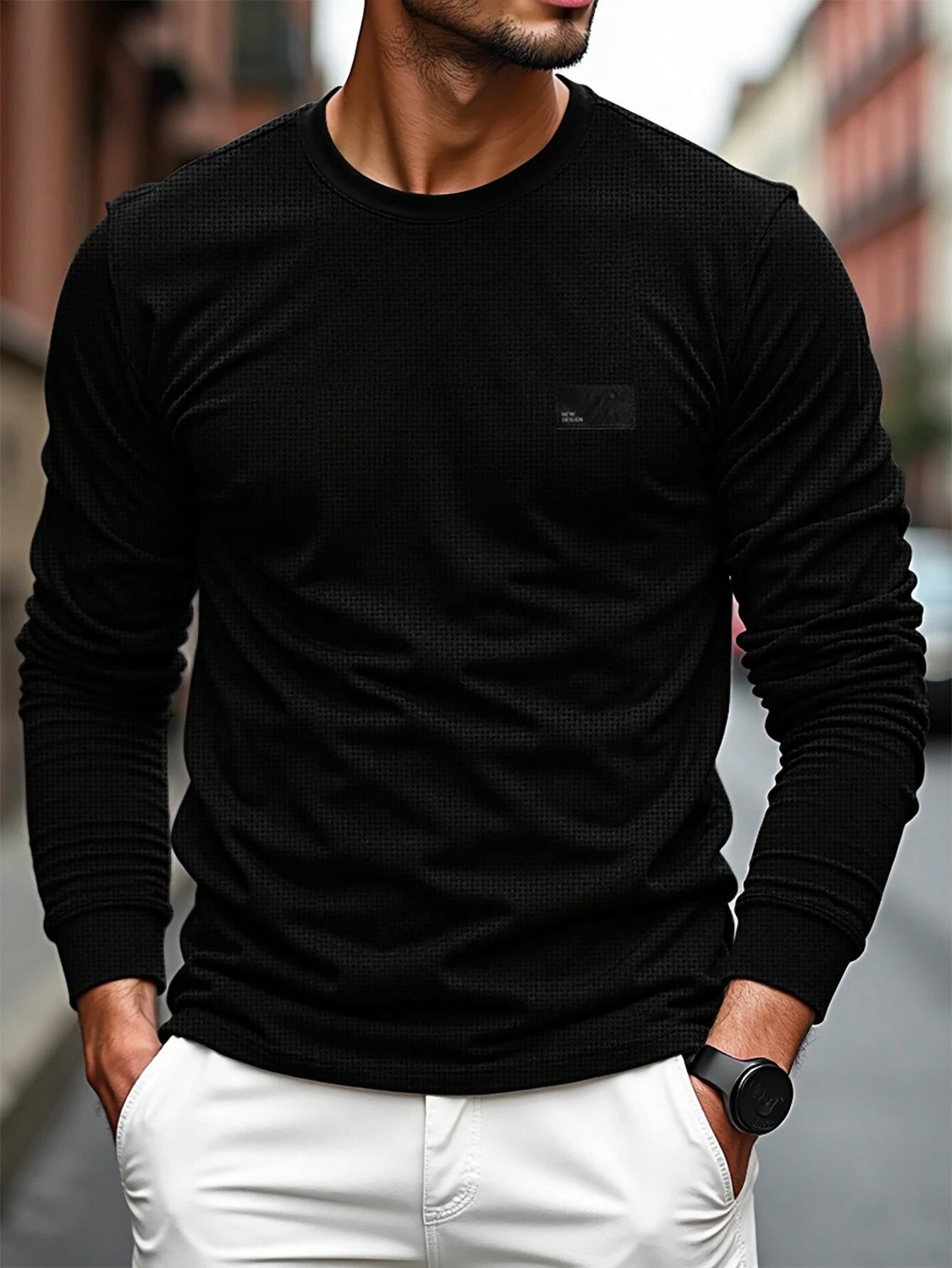 Camiseta CasualCool Black Retro Manga Longa