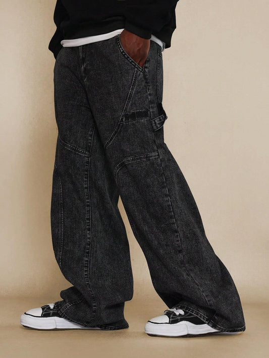 Calça  DROPSTREET Denim Reta Anos 90 com Painéis Curvos