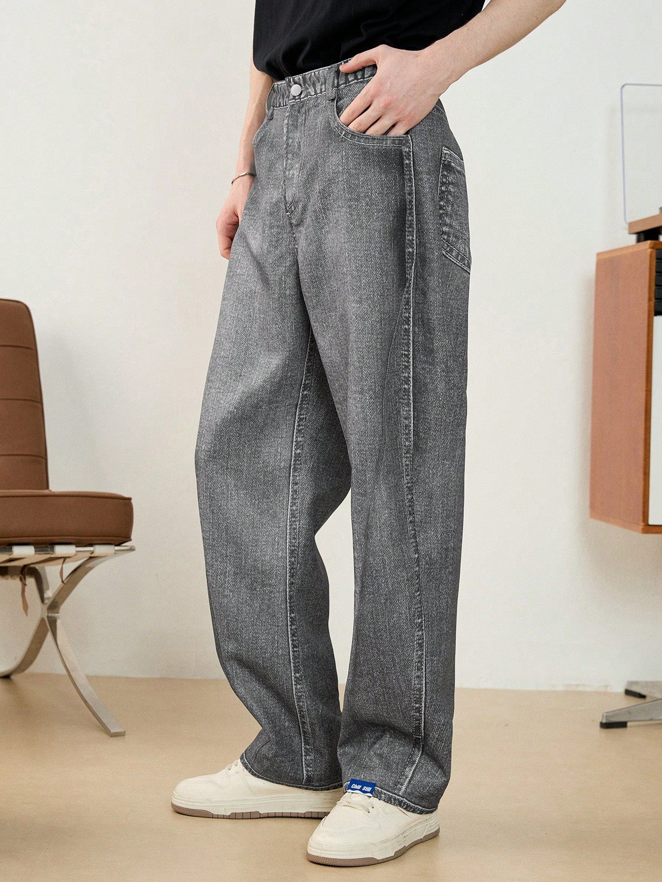 Calça UrbanChill Grey Casual Reta