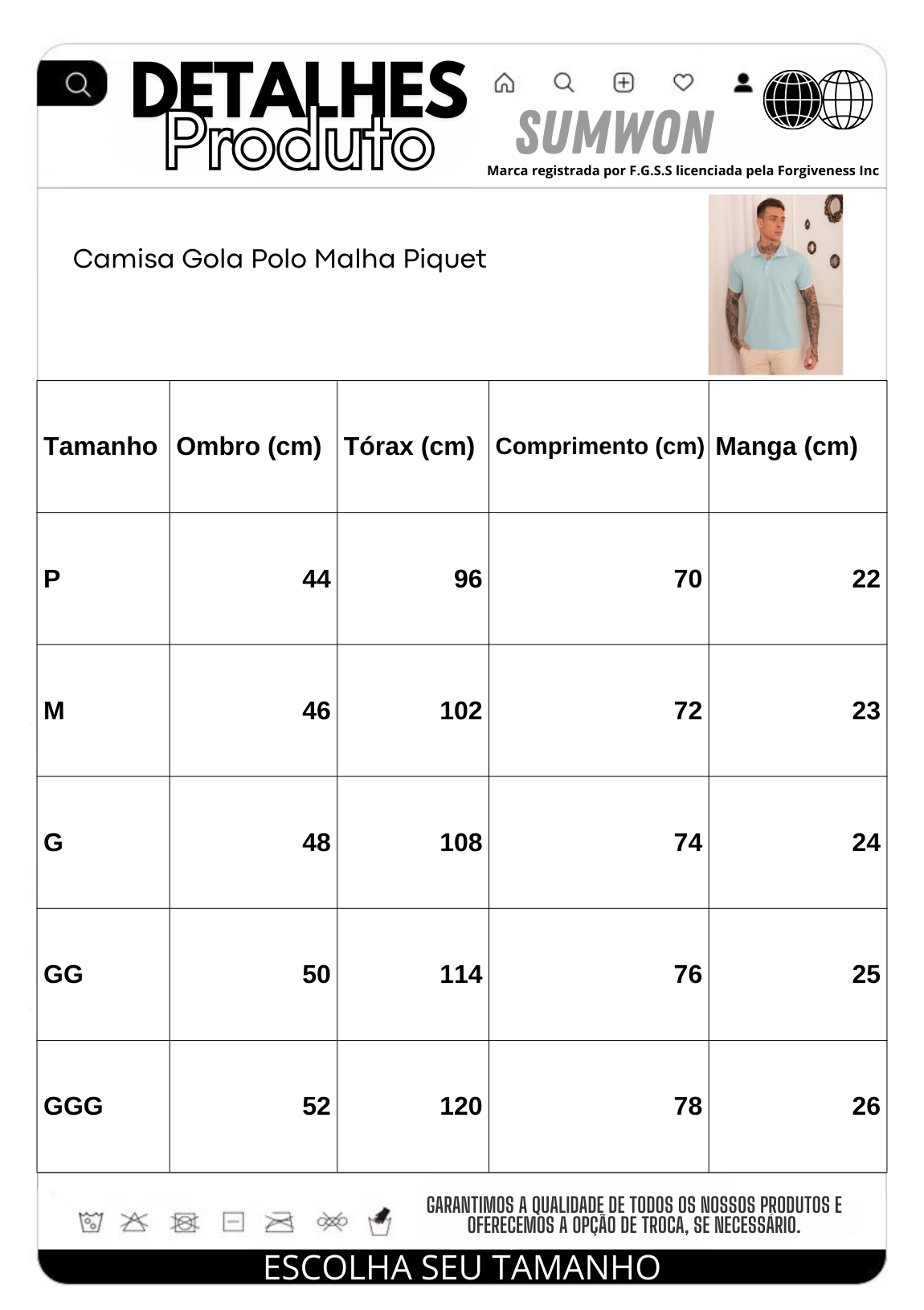 Camisa Gola Polo Malha Piquet