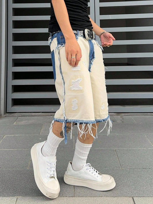 Shorts Denim Bege Punk Jeans