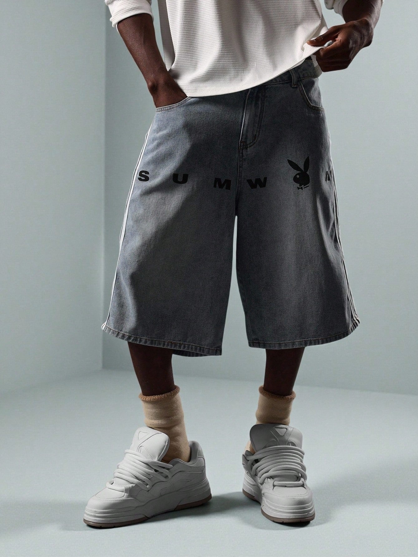 Shorts PLAYBOY XDROPSTRET Jeans List Oversized