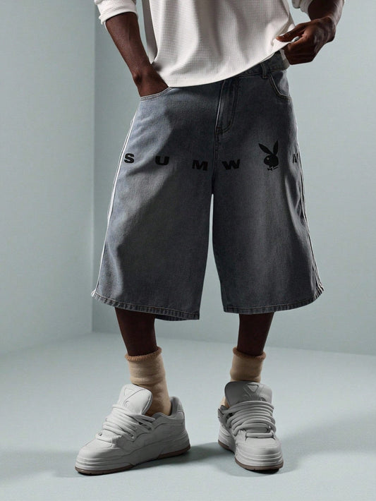 Shorts PLAYBOY XDROPSTRET Jeans List Oversized