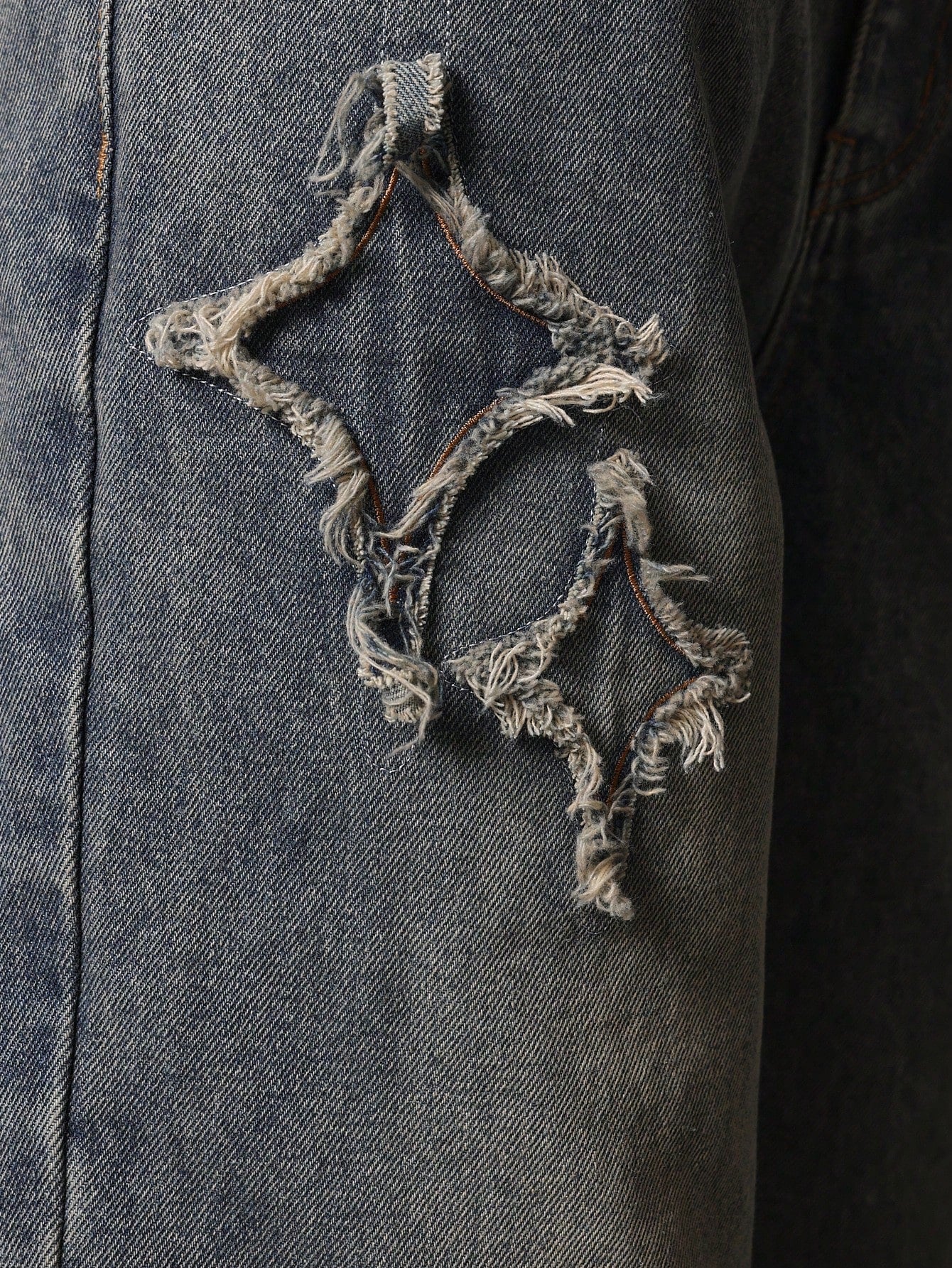 Calça  DROPSTREET Denim Solto com Aplicação Stars