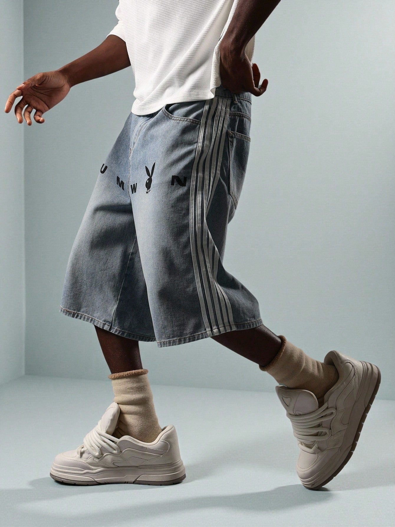 Shorts PLAYBOY XDROPSTRET Jeans List Oversized