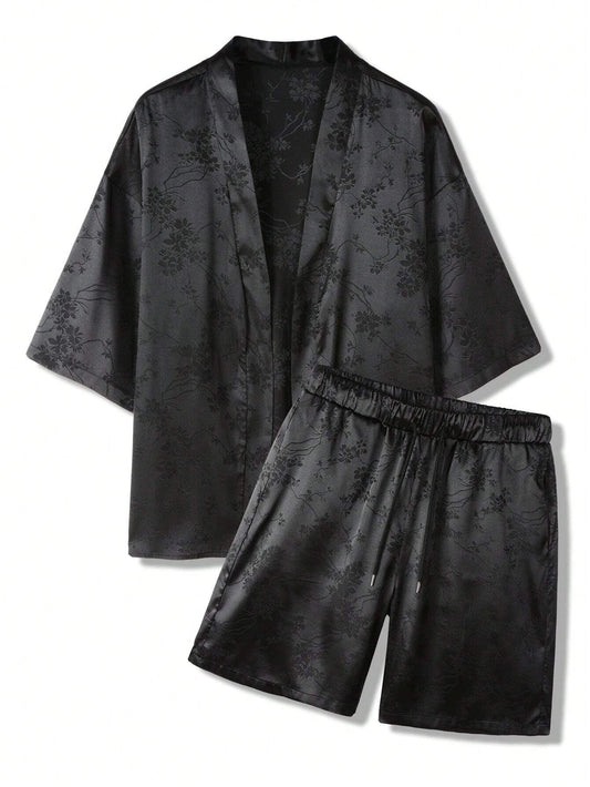 Conjunto  DROPSTREET Hypemode Camisa e Shorts Estampa Floral Jacquard