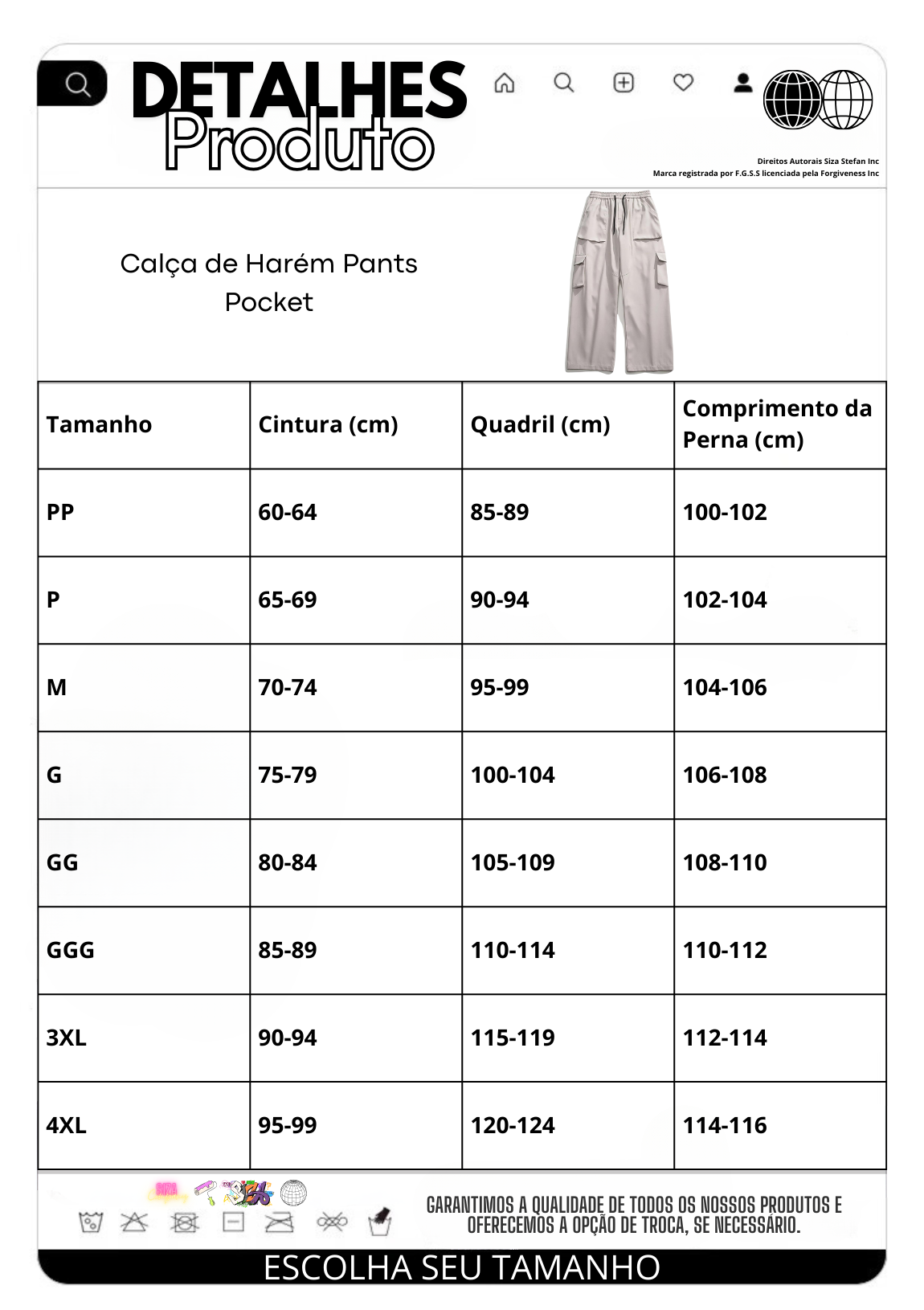 Calça de Harém Pants Pocket