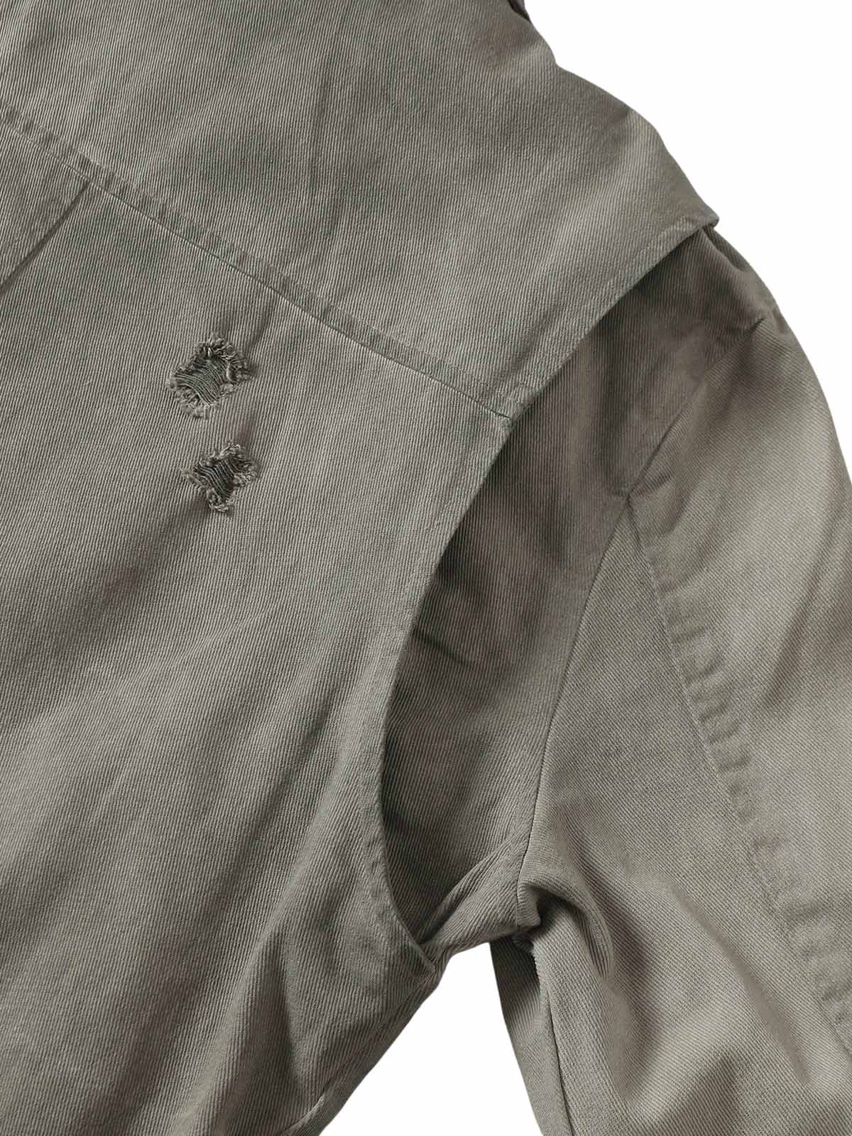 Jaqueta Distressed Irregular Zip Up Denim Jacket