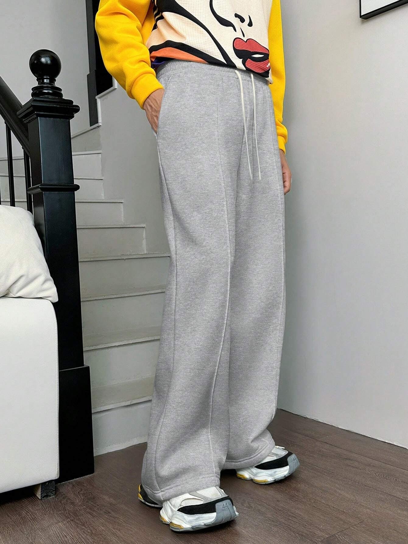 Calça Vintage Oversized Malha Estilo Y2K