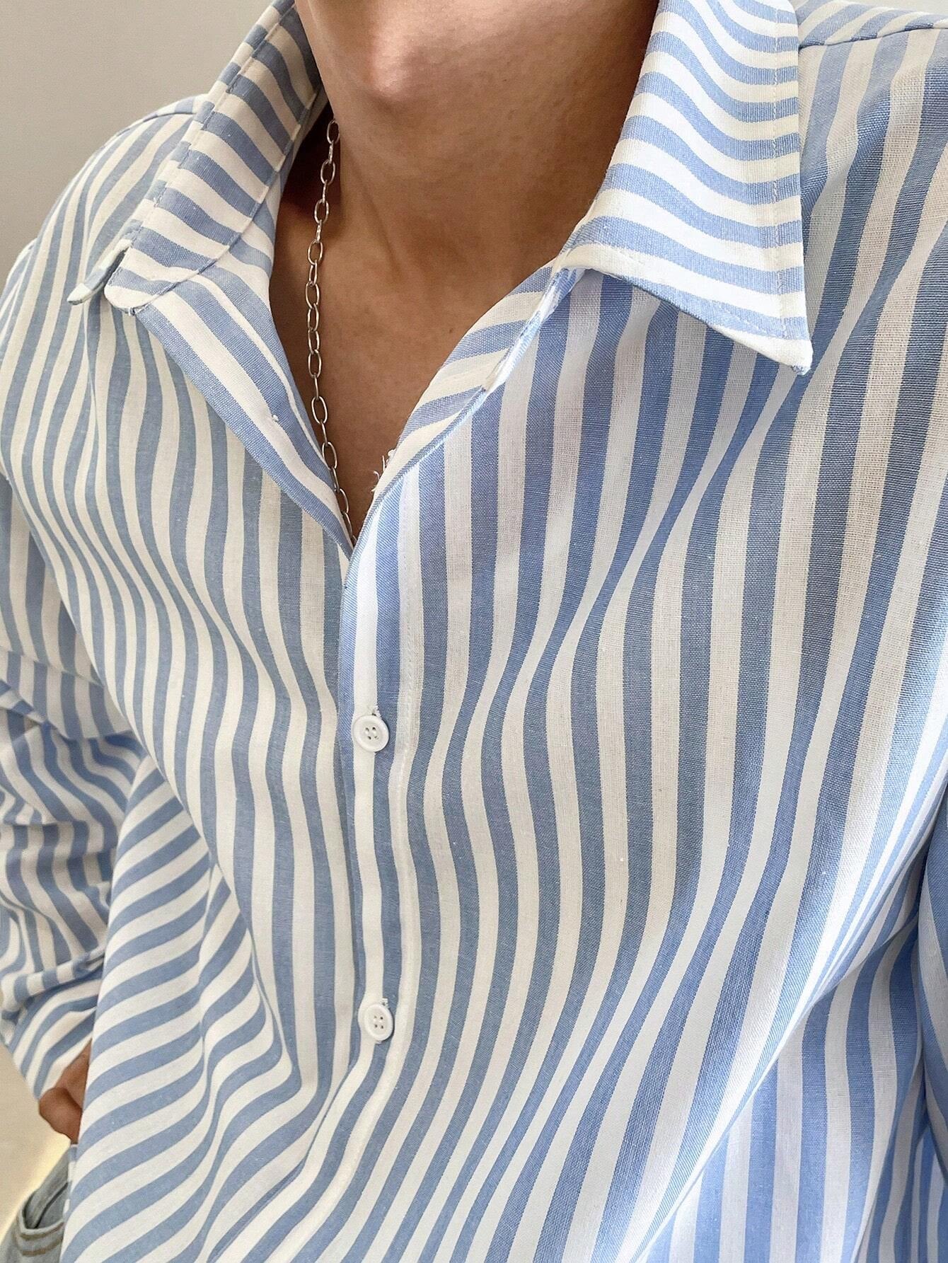 Camisa Joysei Social de Manga Longa Listrada