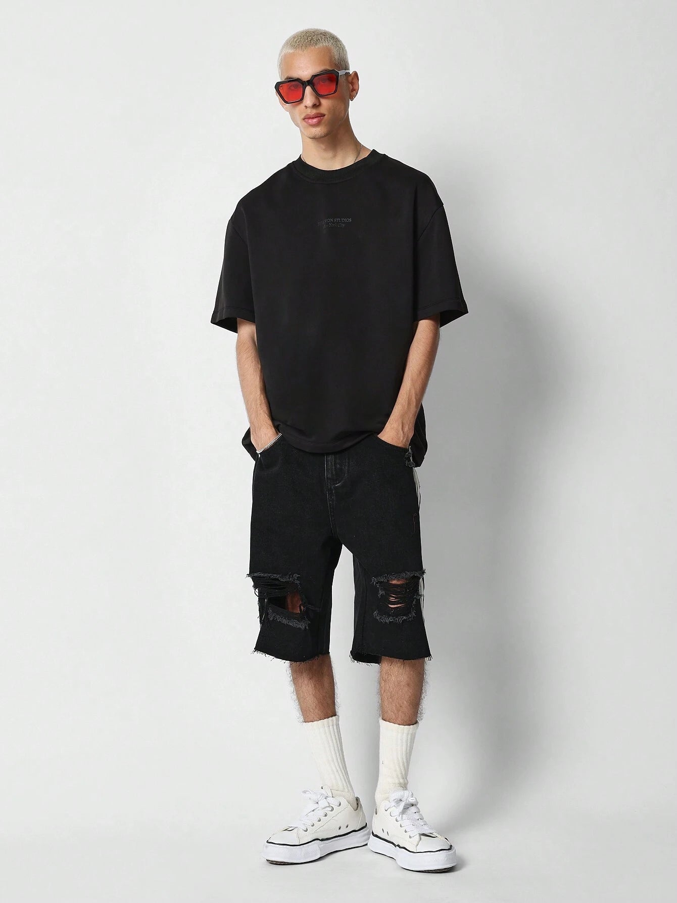 Camiseta  DROPSTREET de Manga Curta Textura Gravada