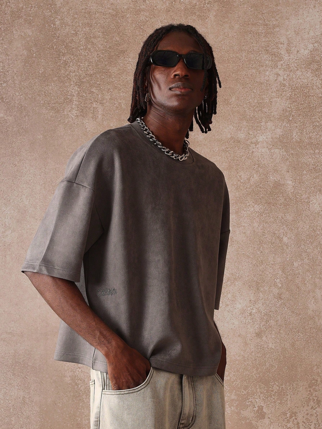 Camiseta  DROPSTREET Boxy Oversized Veludo